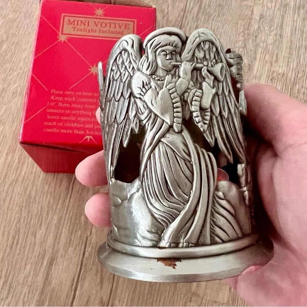 Home For The Holidays Mini Votive Candle Holder Pewter Angles‎